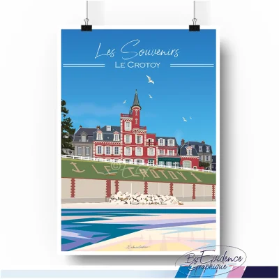 Affiche Le Crotoy les souvenirs Evidence graphique 100% made in france idée cadeau déco hauts de france