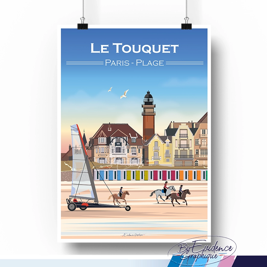 Affiche Le Touquet Paris Plage hauts de france souvenirs idée cadeau déco nord évidence graphique cadre