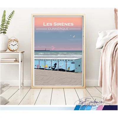 Affiche les sirènes dunkerque hauts de france souvenirs 100% made in france évidence graphique