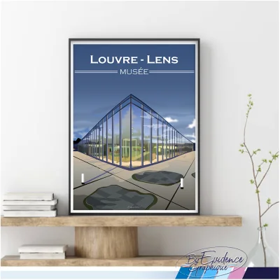 Affiche Lens Le Louvre Hauts de France souvenirs 100% made in france évidence graphique cadre idée cadeau déco
