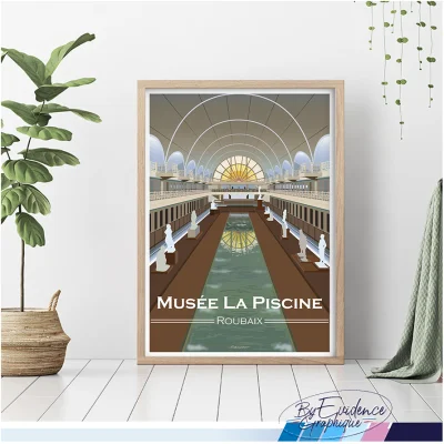 Affiche piscine roubaix nord pas de calais hauts de france souvenirs nord idée déco cadeau made in france