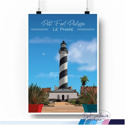 Affiche Petit port philippe phare hauts de france souvenirs 100% made in france cadre idée déco cadeau évidence graphique