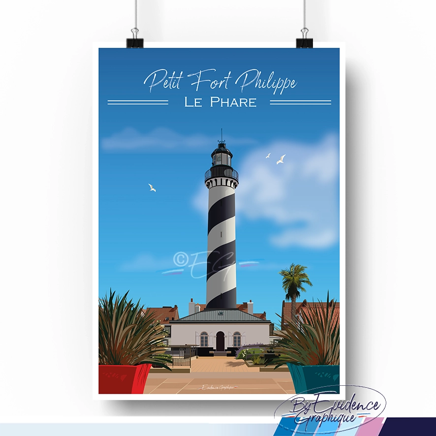 Affiche Petit port philippe phare hauts de france souvenirs 100% made in france cadre idée déco cadeau évidence graphique