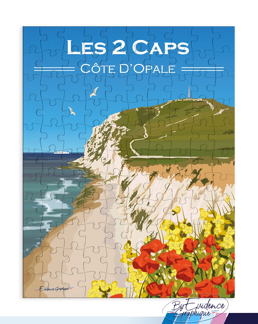 Puzzle les 2 Caps côte d'opale hauts de france souvenirs made in france
