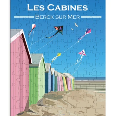 Puzzle cabines colorées berck sur mer hauts de france nord souvenirs ludique idée cadeau