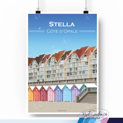 Affiche Stella Plage Côte d'Opale Hauts de France Souvenirs 100% made in France idée cadeau déco cadre évidence graphique