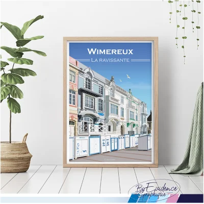 Affiche Wimereux la ravissante hauts de france souvenirs 100% made in france cadre évidence graphique