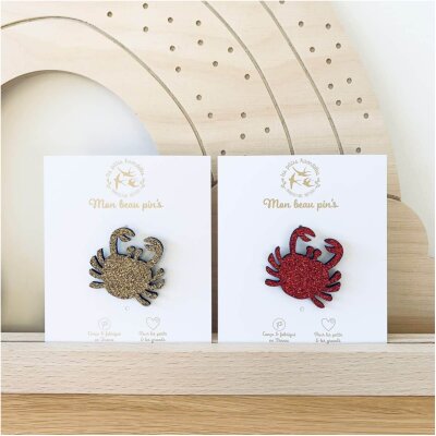 Pin's crabe pailleté idée cadeau femme bord de mer souvenirs 100% made in france les petites hirondelles