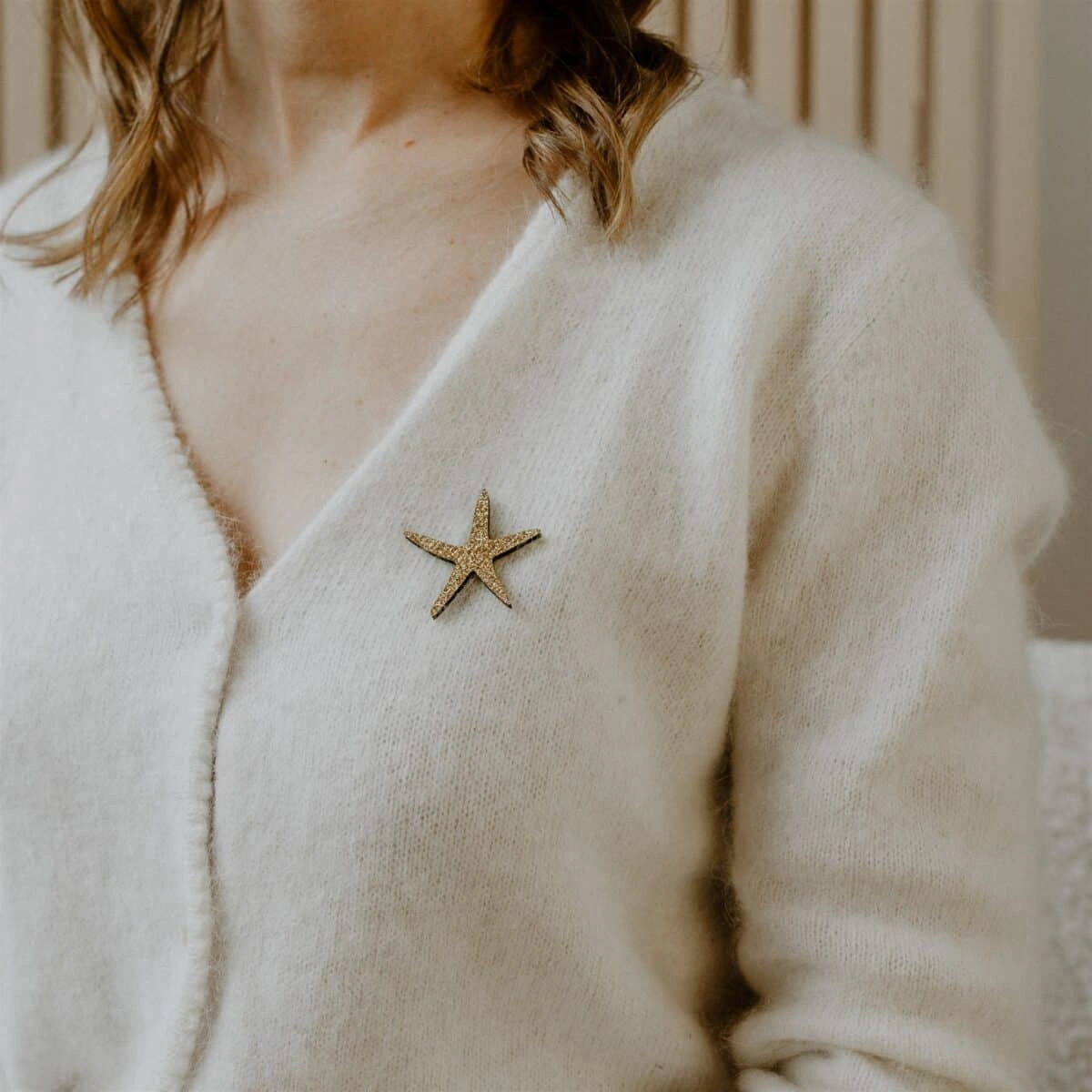 Pin's étoile de mer feutrine bord de mer doré or souvenirs 100% made in france idée cadeau femme fille