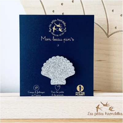 Pin's feutrine pailletée - Coquillage