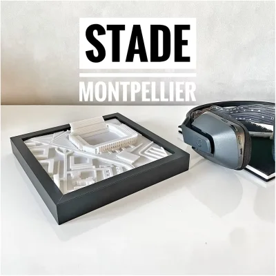 Stade de Montpellier de la Mosson en cadre 3D idée cadeau supporter football souvenirs fabriqué en france