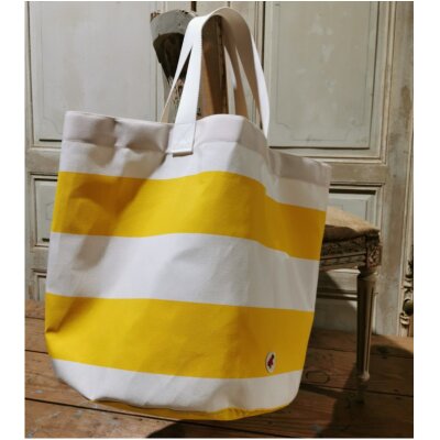 Grand sac plage rayures bleu blanc idée cadeau éthique souvenirs bord de mer 100% made in france idée cadeau