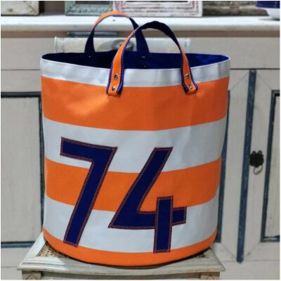Panier de rangement linge plage 74 haute savoie auvergne rhône alpes lac idée cadeau souvenirs marinière 100% made in france bâche recyclée
