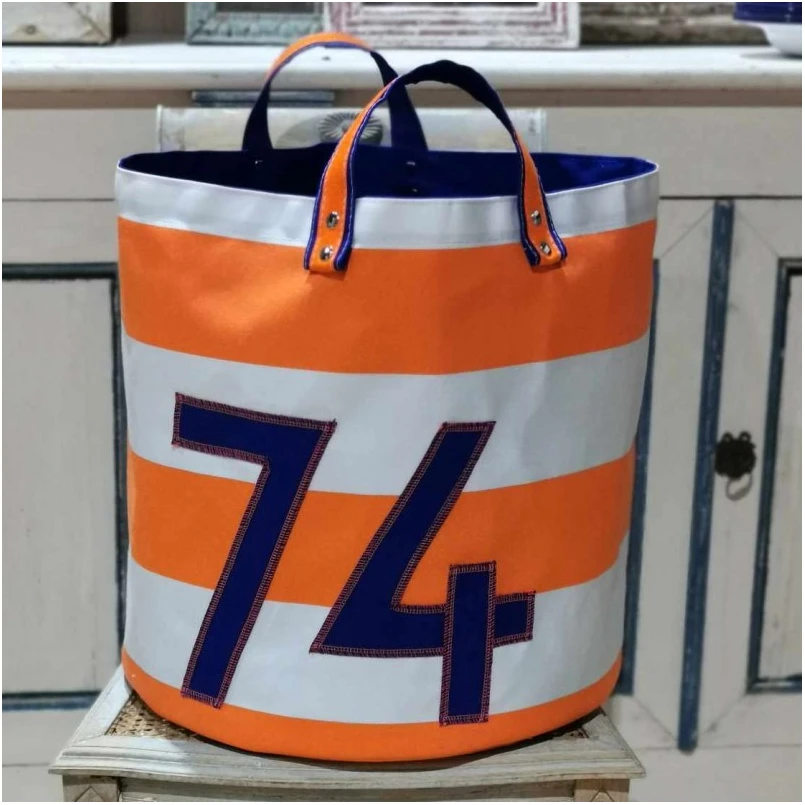 Panier de rangement linge plage 74 haute savoie auvergne rhône alpes lac idée cadeau souvenirs marinière 100% made in france bâche recyclée