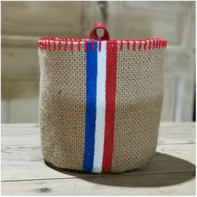 Petit panier vide poches france drapeau tricolore bleu blanc rouge idée cadeau souvenirs 100% made in france jute décoration