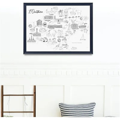 Affiche coloriage noir et blanc Occitanie souvenirs 100% made in France idées cadeaux produits régionaux Albane H illustration