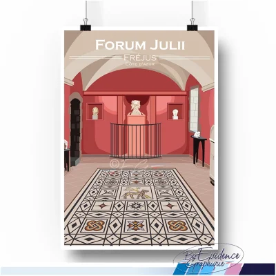 Affiche Fréjus musée archéologique forum julii Provence alpes côte d'azur évidence graphique illustratrice graphiste idée cadeau souvenirs décoration airbnb 100% made in france