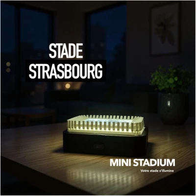 Mini stade lumineux de la Meinau strasbourg grand est souvenirs 100% made in France idée cadeau supporter
