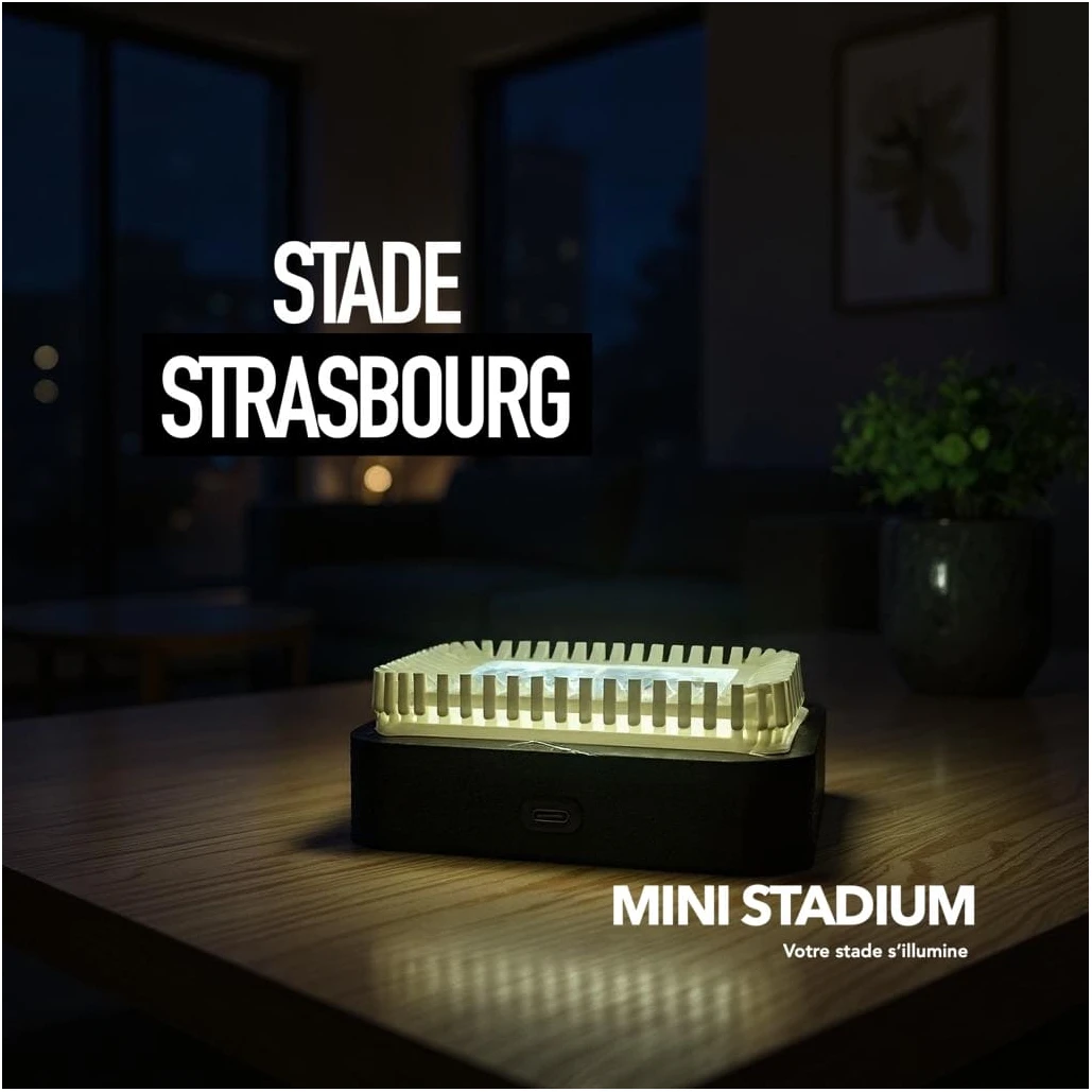 Mini stade lumineux de la Meinau strasbourg grand est souvenirs 100% made in France idée cadeau supporter