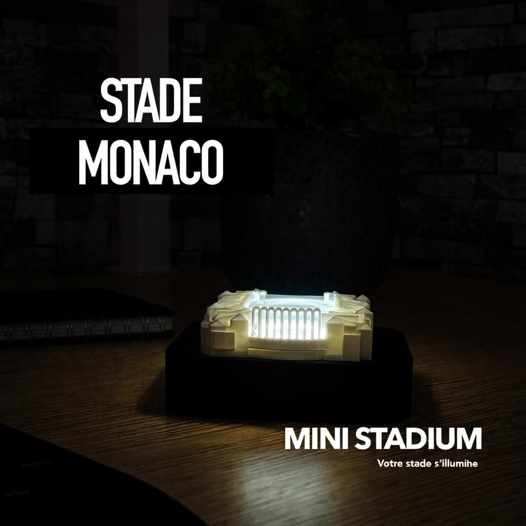 Mini stade lumineux Louis II Monaco souvenirs 100% made in France idée cadeau supporter