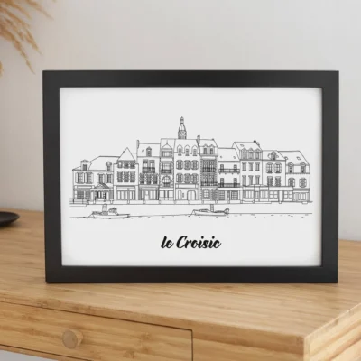 affiche noir et blanc Le Croisic Loire Atlantique Pays de la loire souvenirs 100% made in France idées cadeaux produits régionaux Albane H illustration