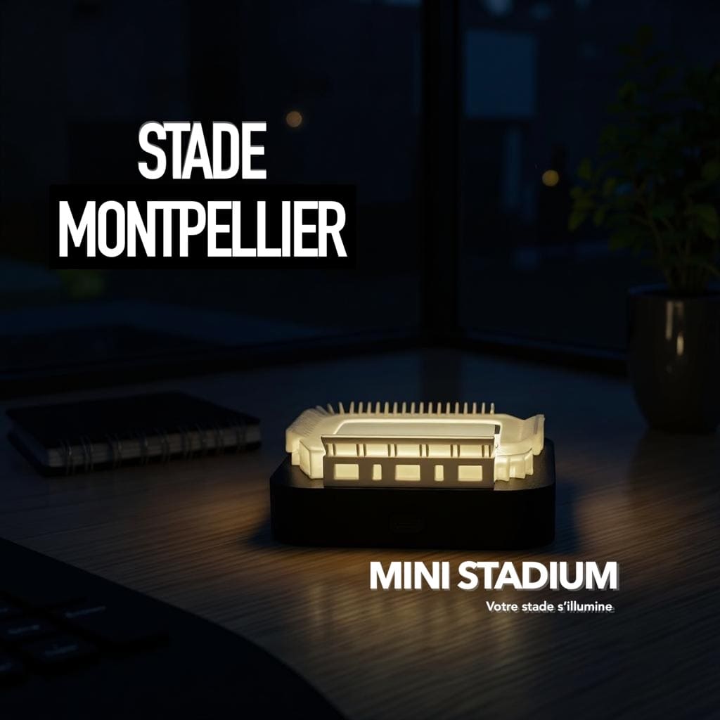Mini stade lumineux de la mosson occitanie montpellier souvenirs 100% made in France idée cadeau supporter