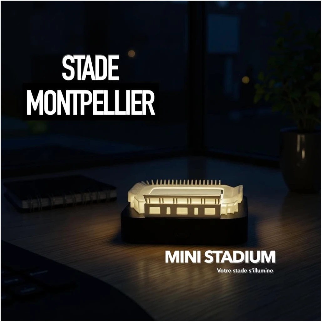 Mini stade lumineux de la mosson occitanie montpellier souvenirs 100% made in France idée cadeau supporter