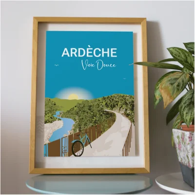 Affiche Voie Douce Ardèche Souvenirs 100% made in France Auvergne