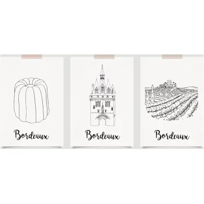Affiche Bordeaux Canelé Porte Cailhau Vignoble vin souvenirs 100% made in france idée cadeau déco locale