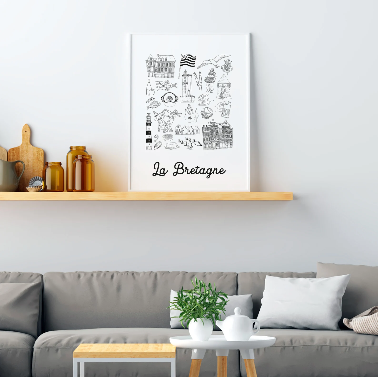 Affiche Bretagne Rennes Dinan Brest Quiberon monuments emblématiques idée cadeau souvenirs 100% made in france souvenir vacances décoration Albane H