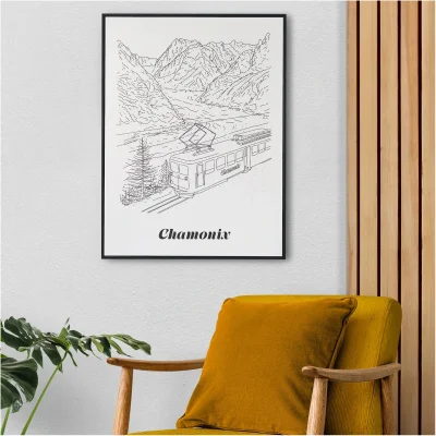 Affiche Chamonix Montagne idée cadeau souvenirs 100% made in France souvenir vacances décoration Albane H