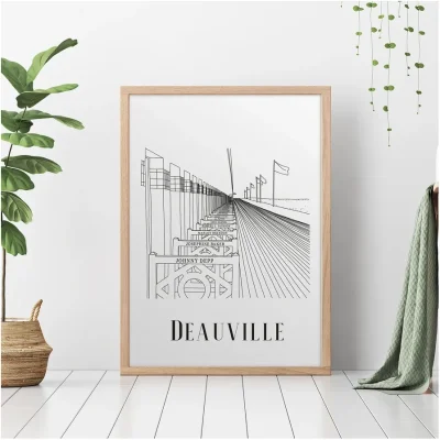 Affiche Deauville Normandie idée cadeau déco souvenir souvenirs 100% made in france illustration Albane H