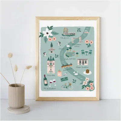 Affiche Bordeaux Nouvelle Aquitaine illustration slowing out Amélie Broddes A3