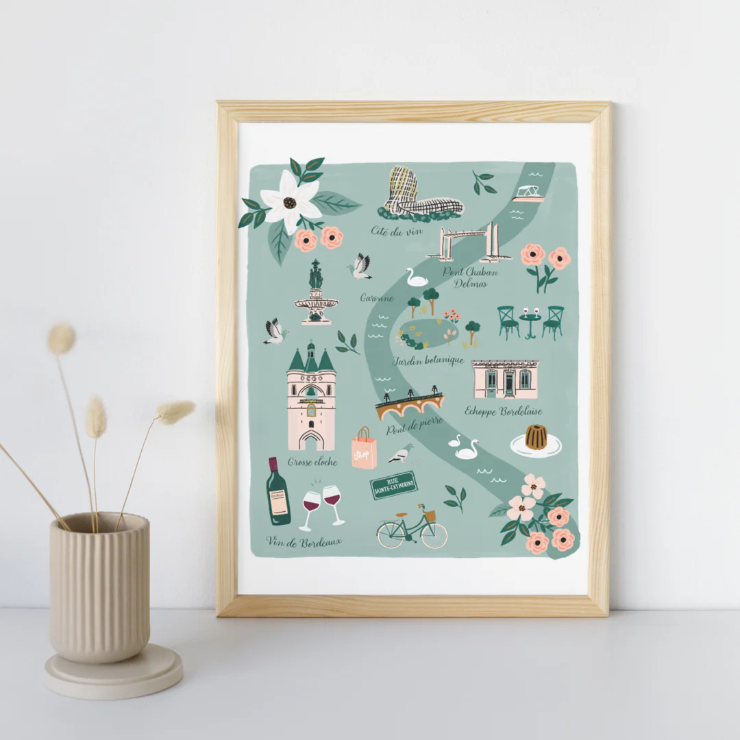 Affiche Bordeaux Nouvelle Aquitaine illustration slowing out Amélie Broddes A3