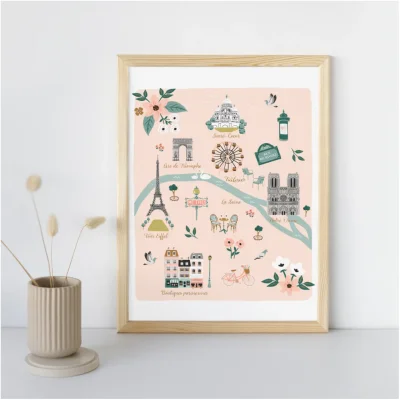 Affiche Paris Ile de France illustration slowing out Amélie Broddes A3