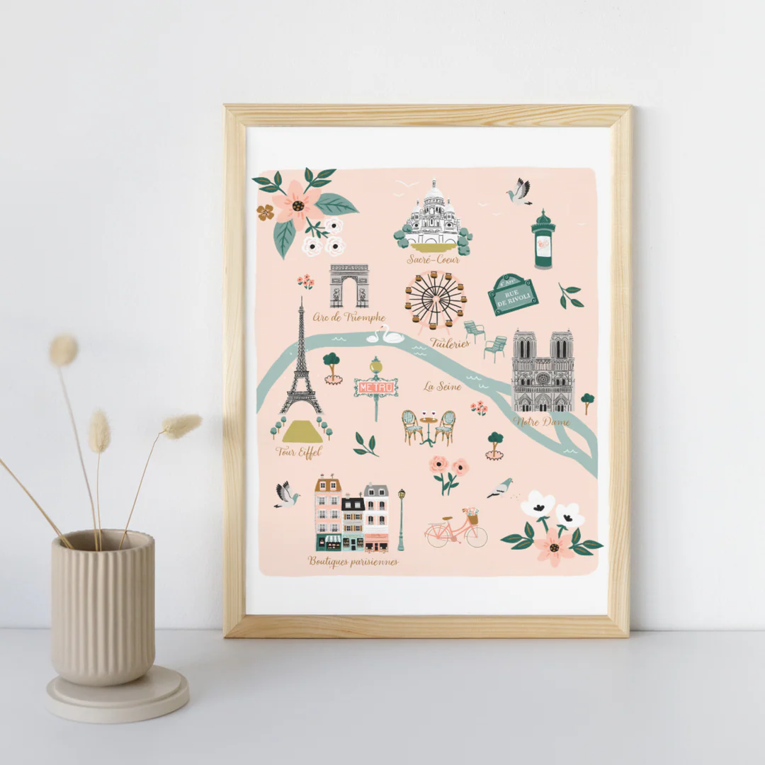 Affiche Paris Ile de France illustration slowing out Amélie Broddes A3