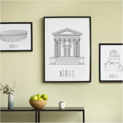 Affiche Nîmes Occitanie Illustration noir et blanc Albane H souvenir souvenirs 100% made in France