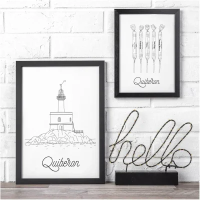 Affiche Quiberon Bretagne Bonbons niniches phare de la traigouse idée cadeau déco souvenir souvenirs 100% made in france illustration Albane H