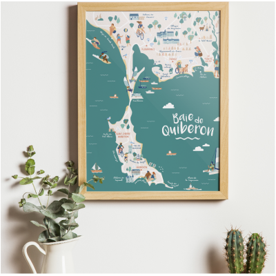 Affiche illustrée Quiberon Bretagne Ohey!