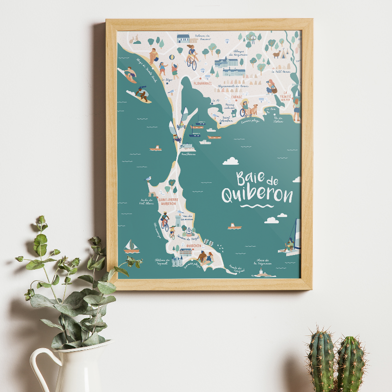 Affiche illustrée Quiberon Bretagne Ohey!