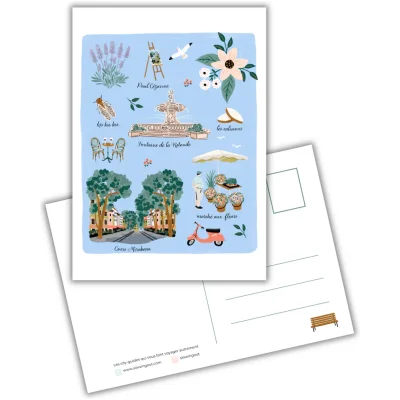 Carte postale Aix en Provence Alpes Côte d'Azur illustration slowing out Amélie Broddes