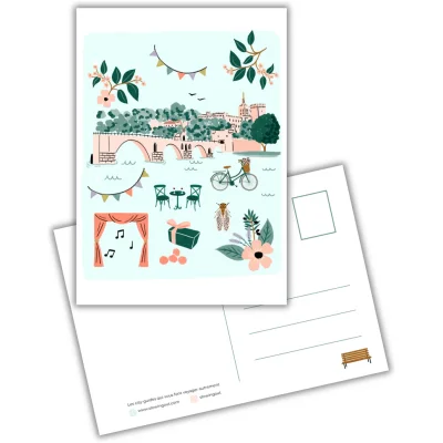 Carte postale Avignon Provence Alpes Côte d'Azur illustration slowing out Amélie Broddes
