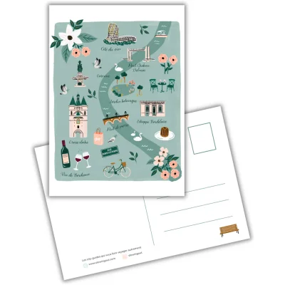 Carte postale Bordeaux Nouvelle Aquitaine illustration slowing out Amélie Broddes