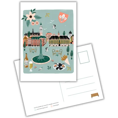 Carte postale Lille Auvergne Rhône Alpes illustration slowing out Amélie Broddes