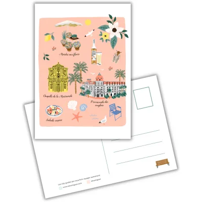Carte postale Nice Provence Alpes Côte d'Azur illustration slowing out Amélie Broddes