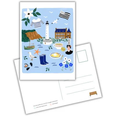 Carte postale Quimper, Brest Perros-Guirec Bretagne illustration slowing out Amélie Broddes