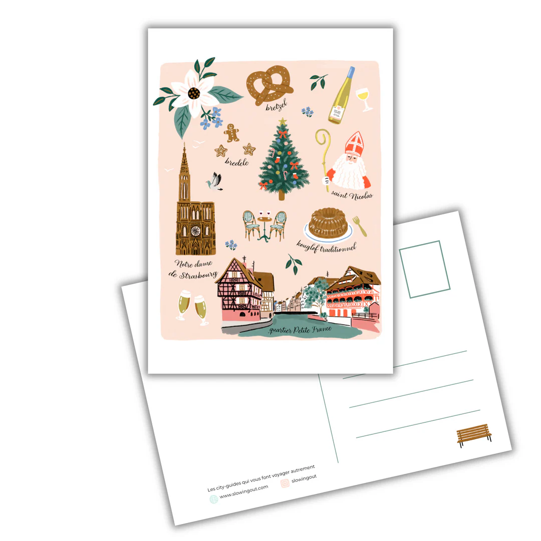 Carte postale Strasbourg Grand Est illustration slowing out Amélie Broddes