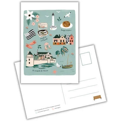 Carte postale Vannes Morbihan illustration slowing out Amélie Broddes