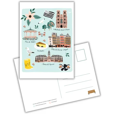 Carte postale Rennes Bretagne illustration slowing out Amélie Broddes