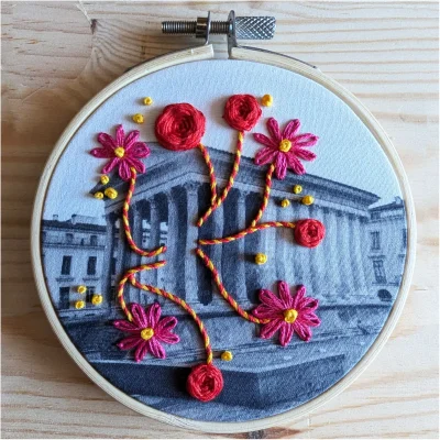 Kit de broderie Nîmes la maison carrée Occitanie Souvenirs 100% made in france idée cadeau loisirs créatifs The comptoir